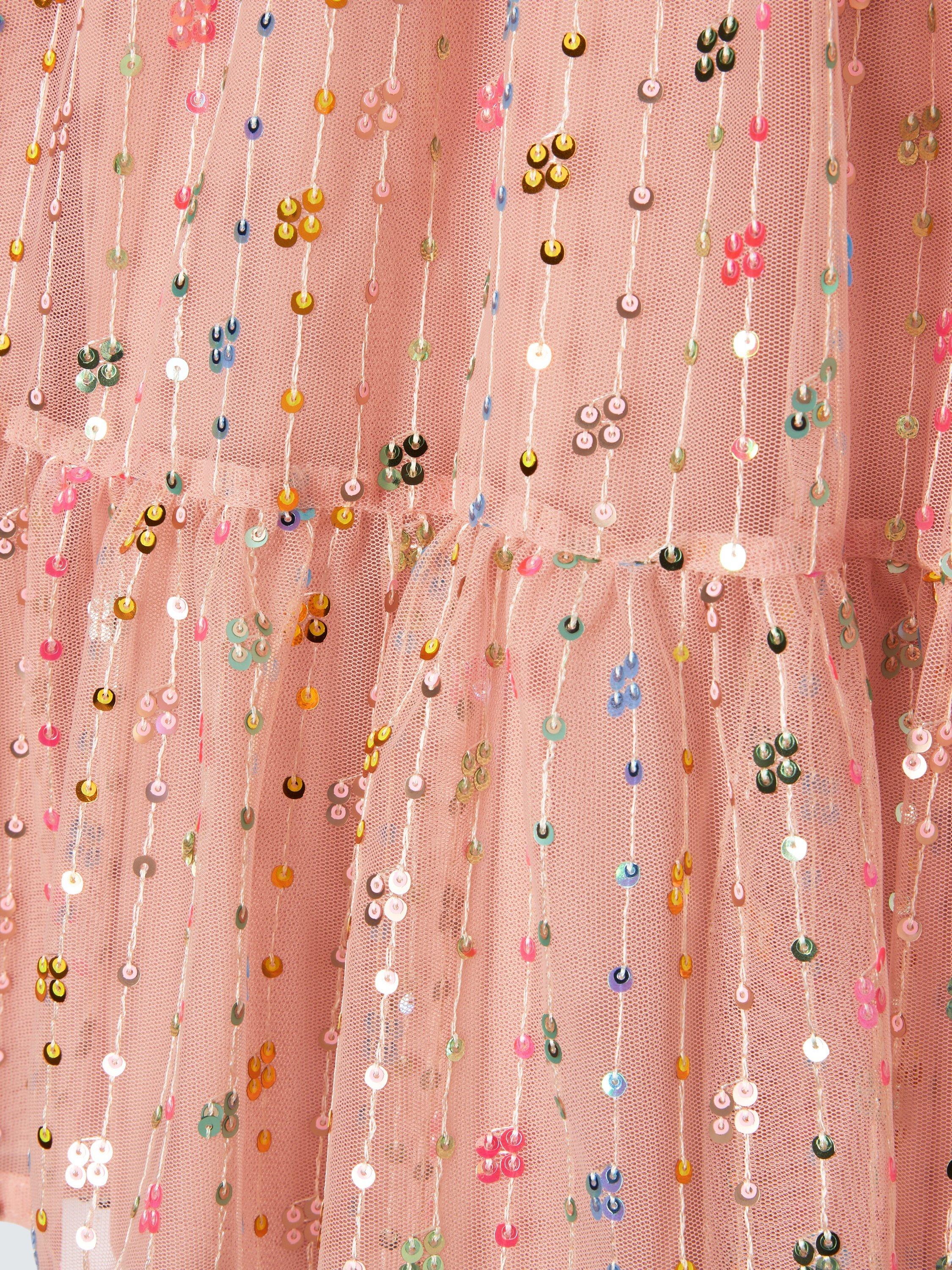 Product image 5 of 7, which shows John Lewis Kids' Sequin Mesh Party Dress, Pink Pale, 2 years