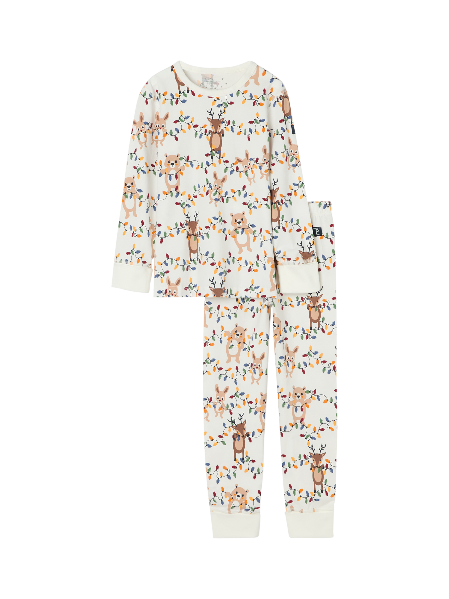 Polarn O. Pyret Kids' Christmas Lights Print Pyjama Set, White