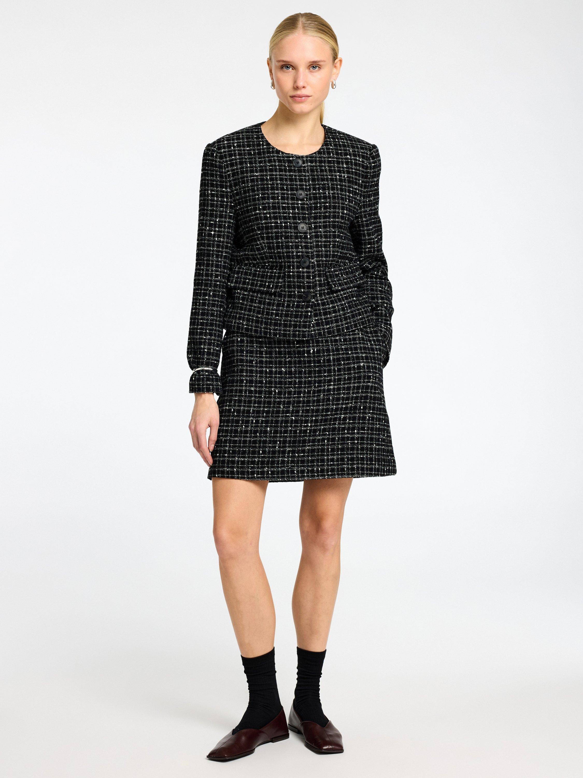 Selected Wilma Tweed Mini Skirt, Black