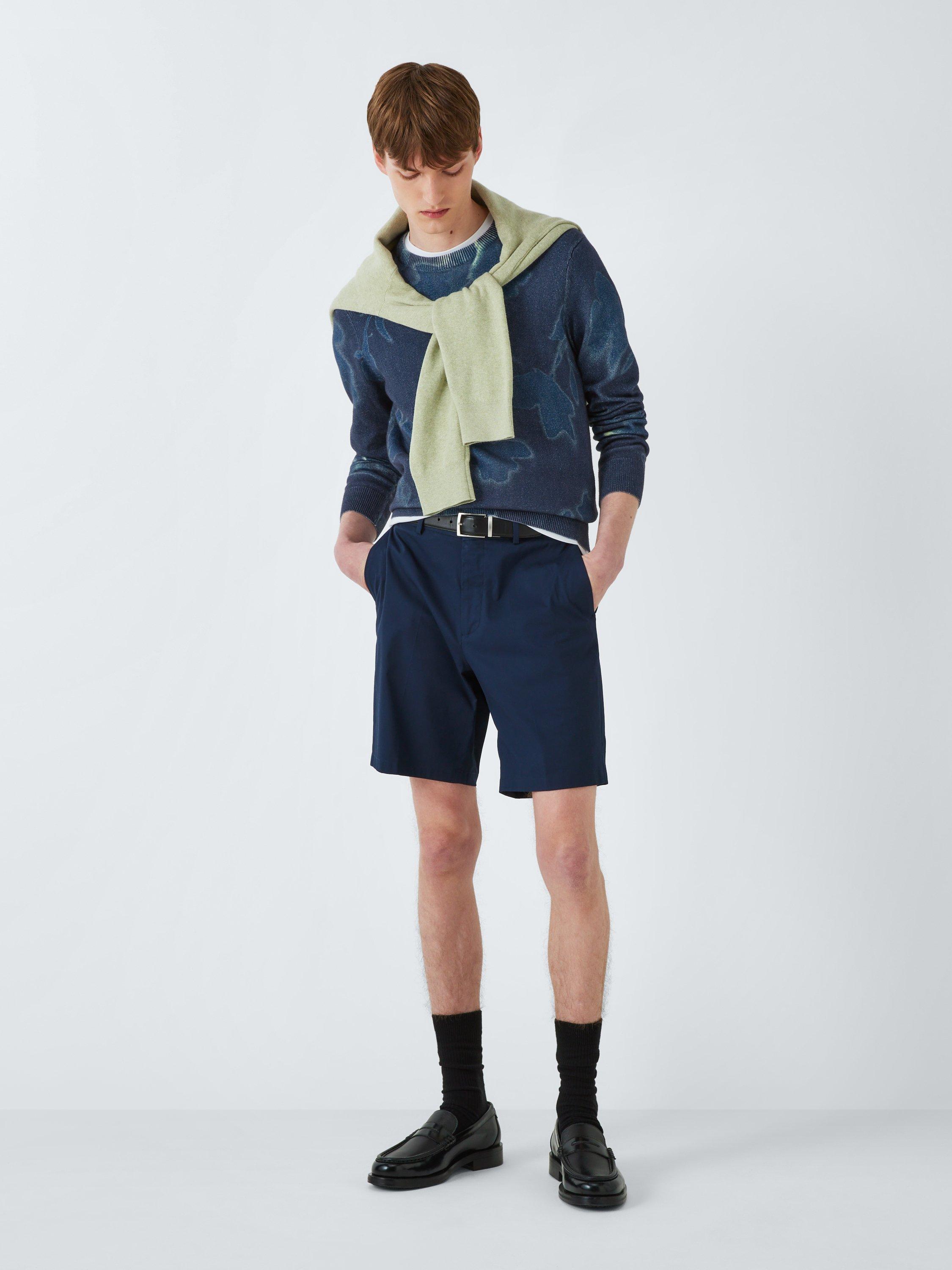 Product image 3 of 6, which shows Kin Floral Cotton Knit Crew Neck Jumper, Dark Sapphire, S