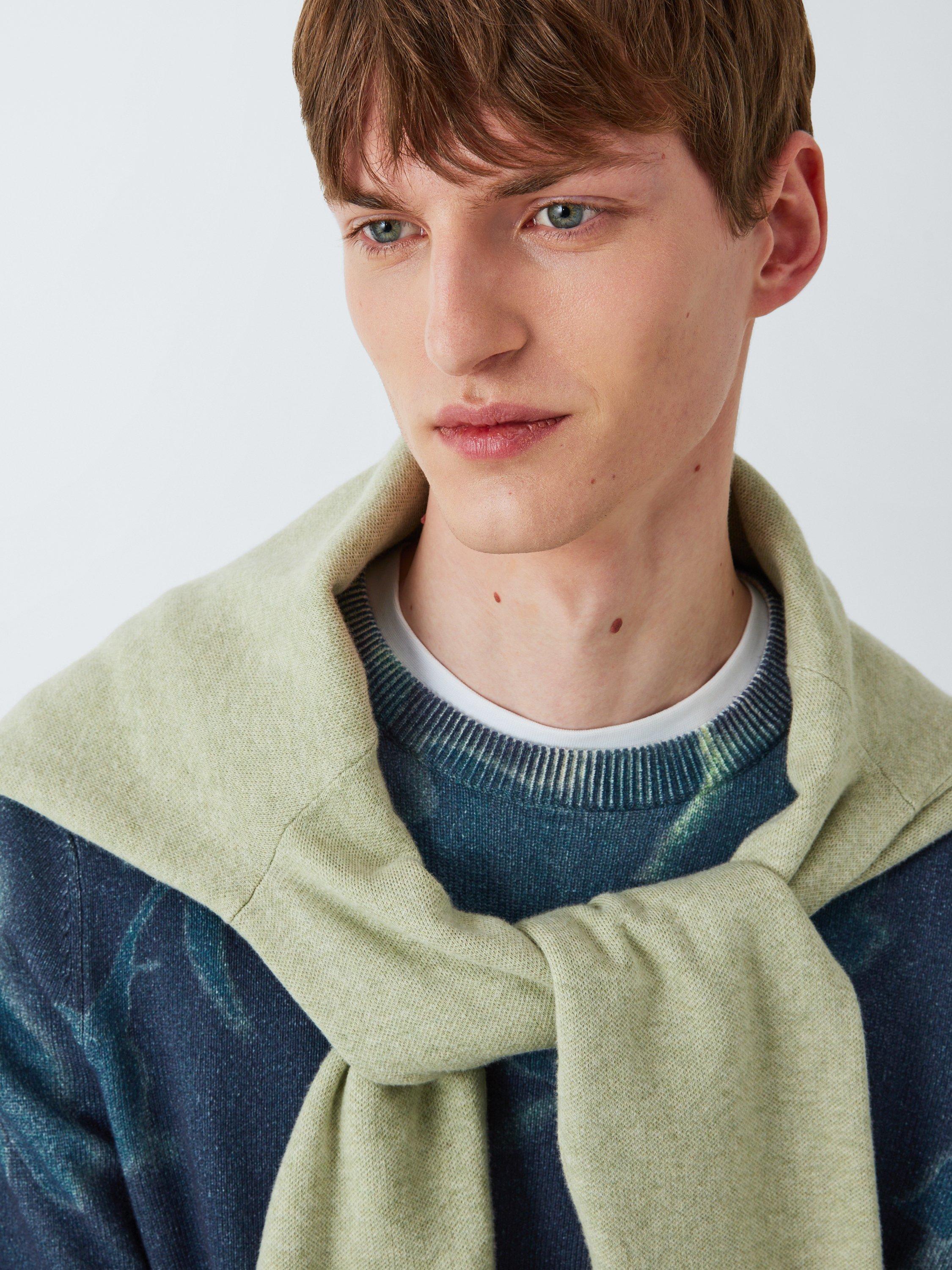 Product image 5 of 6, which shows Kin Floral Cotton Knit Crew Neck Jumper, Dark Sapphire, S