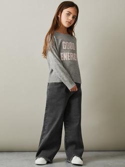 Reiss Kids' Grayson Wide Leg Jeans, Grey - view 2, Grey