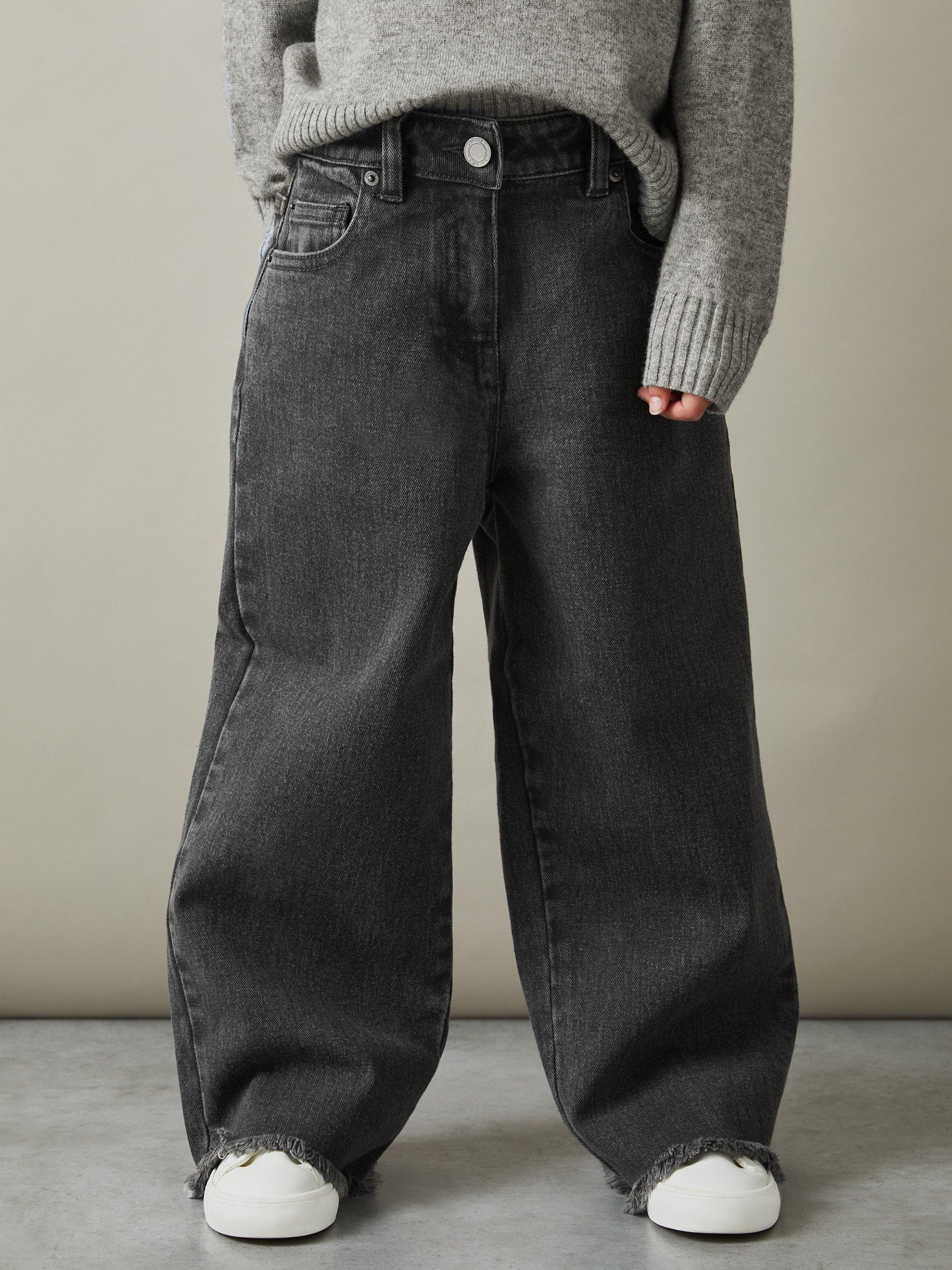 Product image 3 of 4, which shows Reiss Kids' Grayson Wide Leg Jeans, Grey, 4-5 years