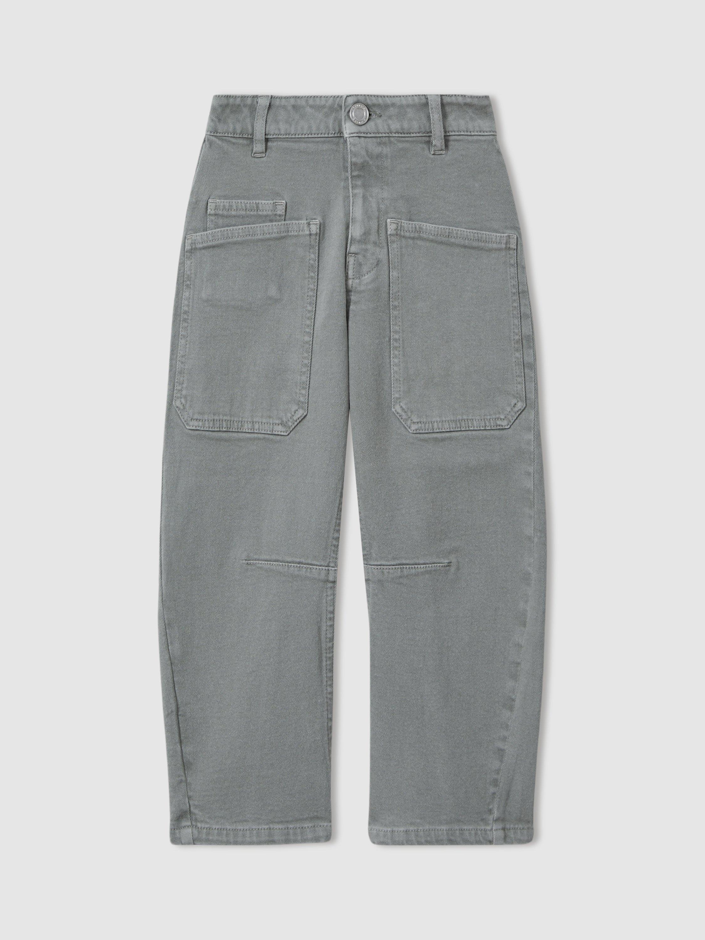 Product image 2 of 4, which shows Reiss Kids' Nora Straight Leg Jeans, Khaki, 4-5 years