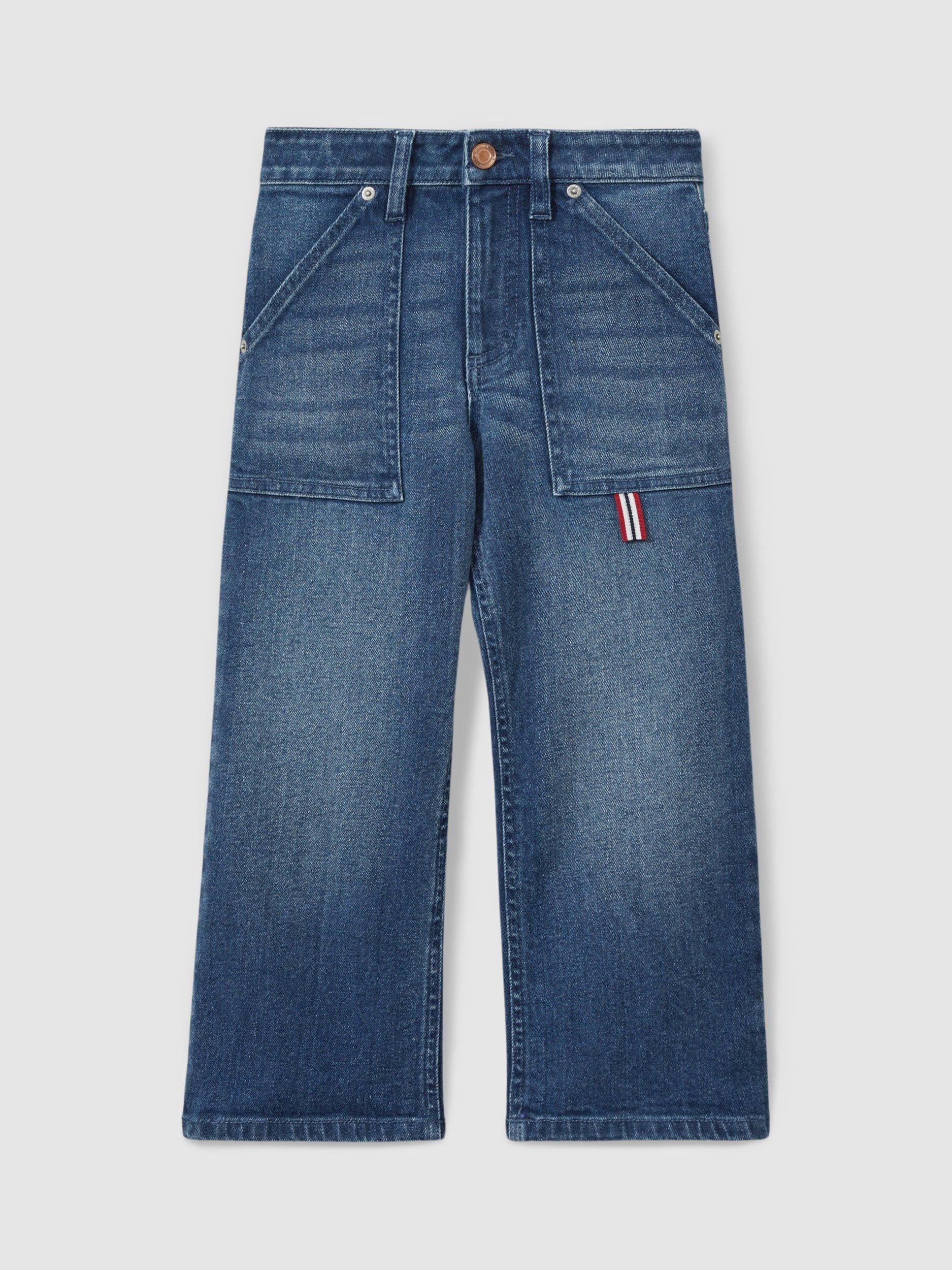 Reiss Kids' Neena Wide Leg Jeans, Blue