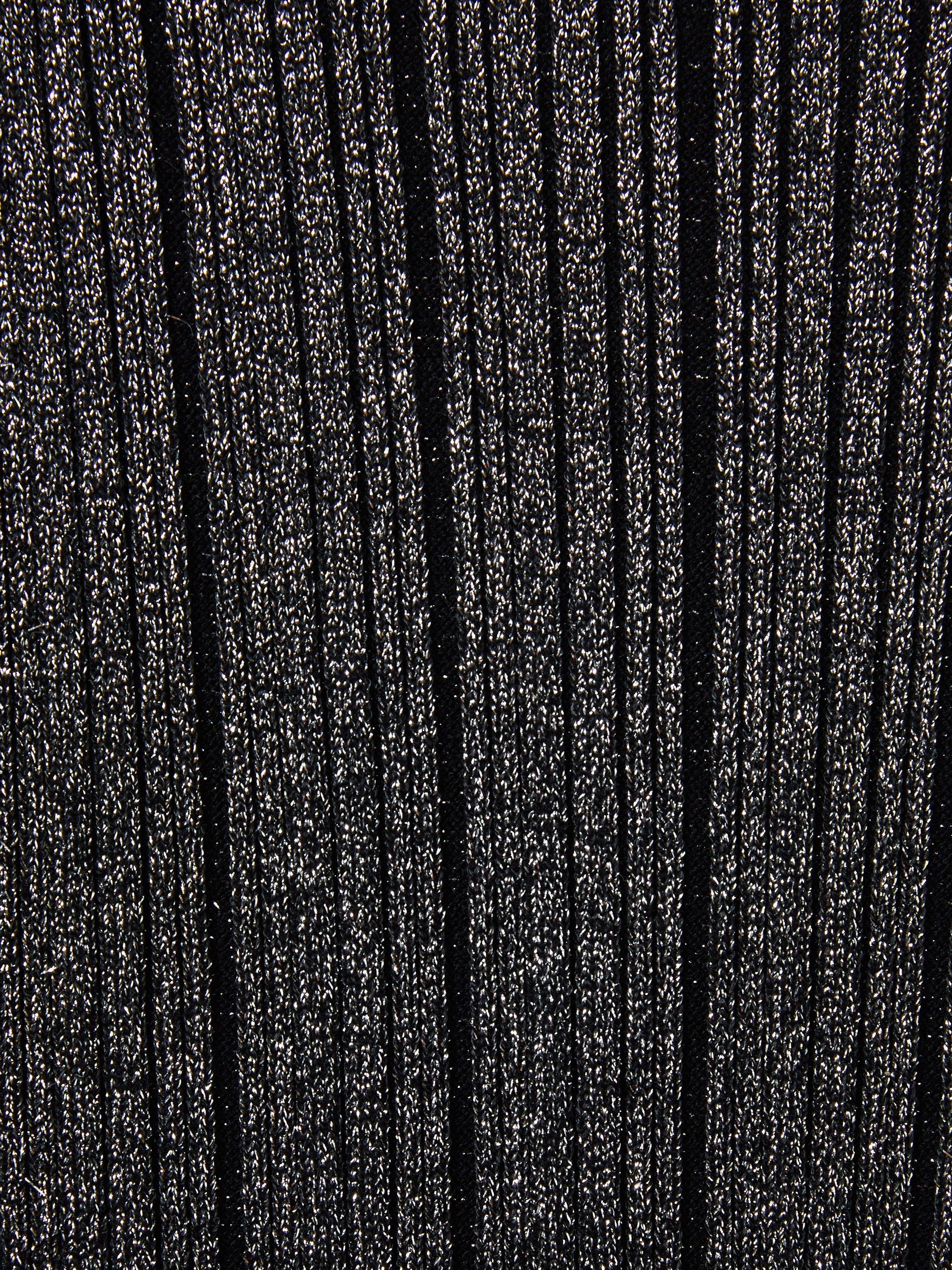 Product image 4 of 4, which shows Reiss Kids' Jayden Metallic Asymmetric Hem Ribbed Midi Dress, Black, 11-12 years