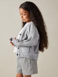 Reiss Kids' Juni Wool Cashmere Blend Contrast Tipped Cardigan, Grey