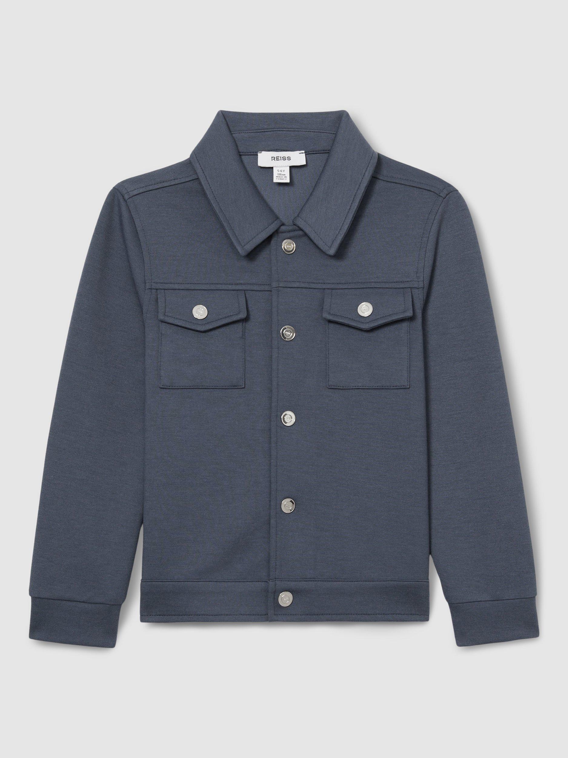Product image 2 of 4, which shows Reiss Kids' Jerry Long Sleeve Overshirt, Dark Diesel Blue, 13-14 years