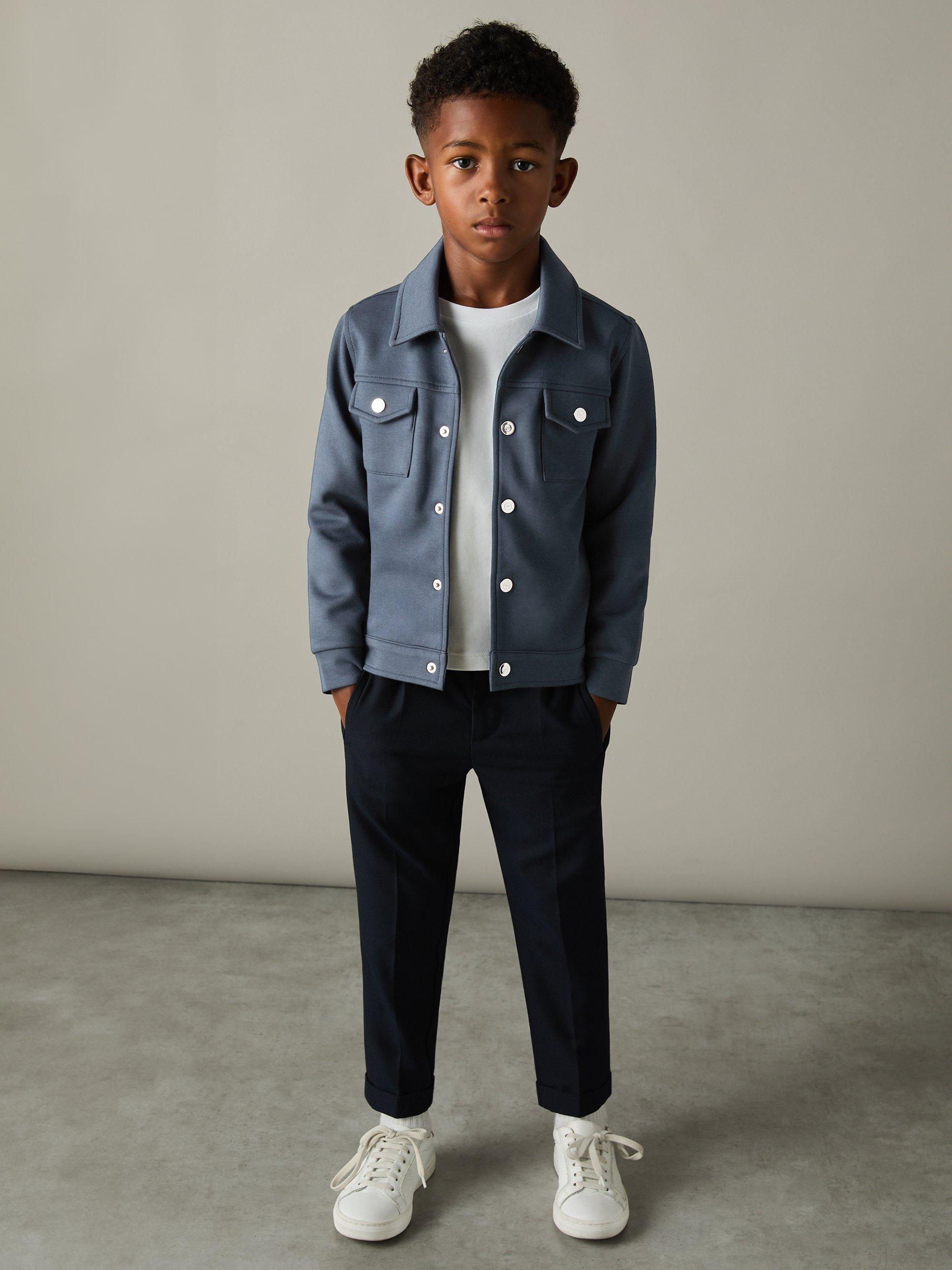 Product image 3 of 4, which shows Reiss Kids' Jerry Long Sleeve Overshirt, Dark Diesel Blue, 13-14 years
