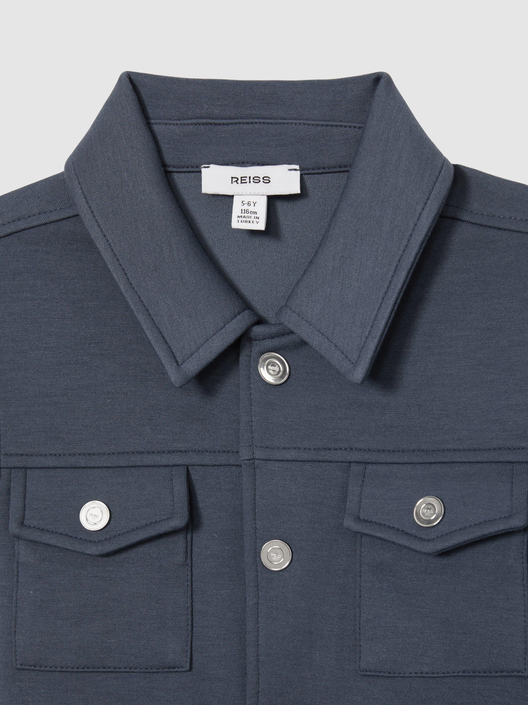Product image 4 of 4, which shows Reiss Kids' Jerry Long Sleeve Overshirt, Dark Diesel Blue, 13-14 years