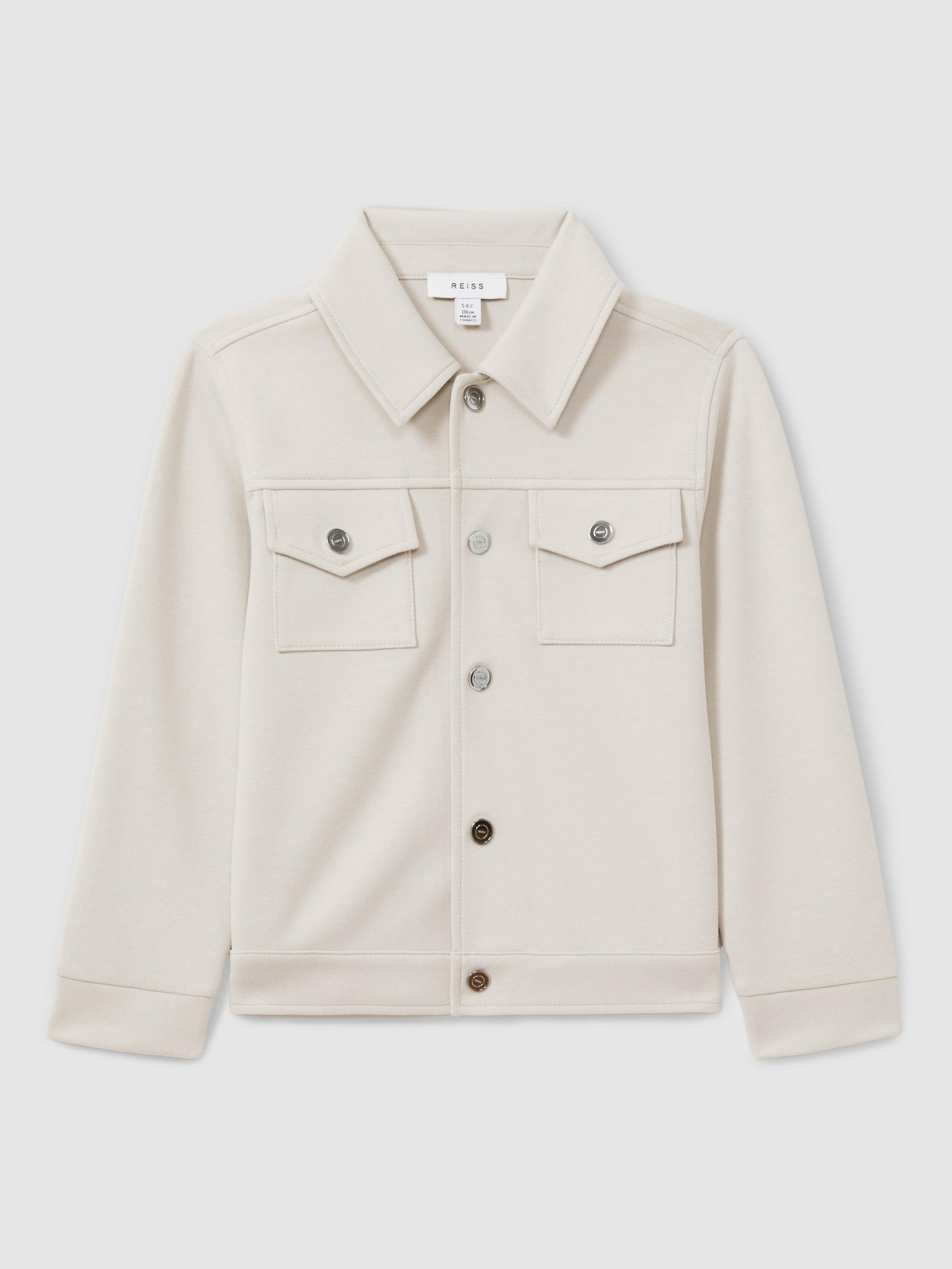 Reiss Medina Zip Shirt Jacket, Cement