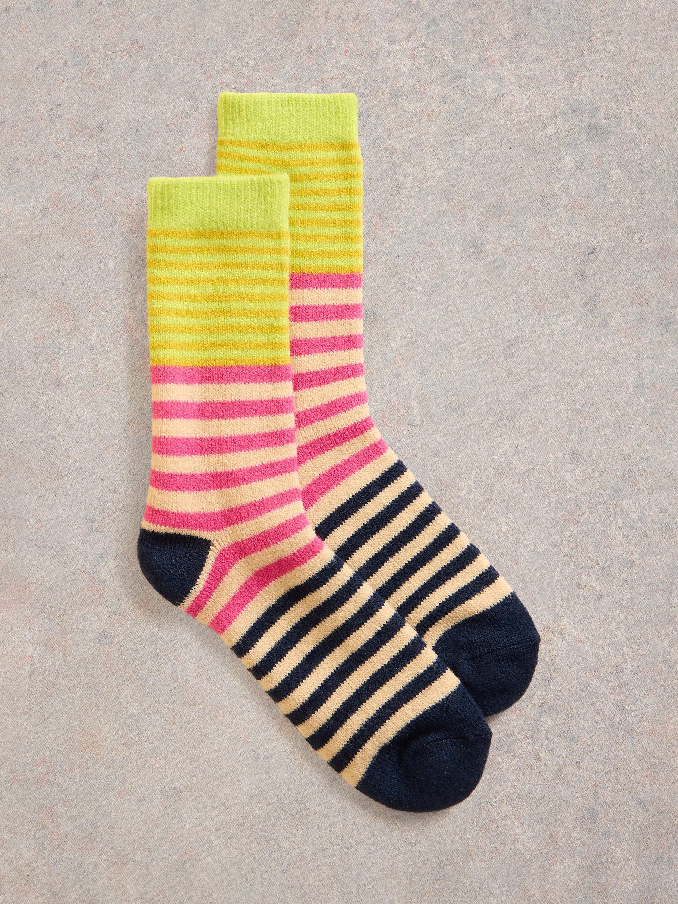 White Stuff Striped Cabin Socks, Yellow/Multi