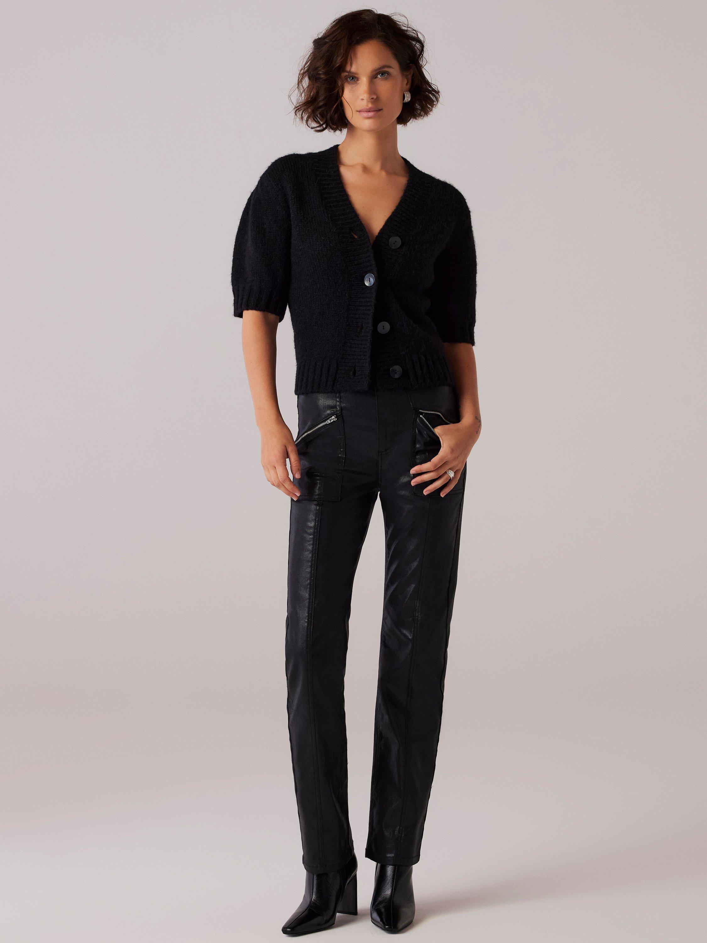 Mint Velvet Coated Straight Jeans, Black
