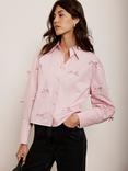 Mint Velvet Detail Cropped Shirt, Pink