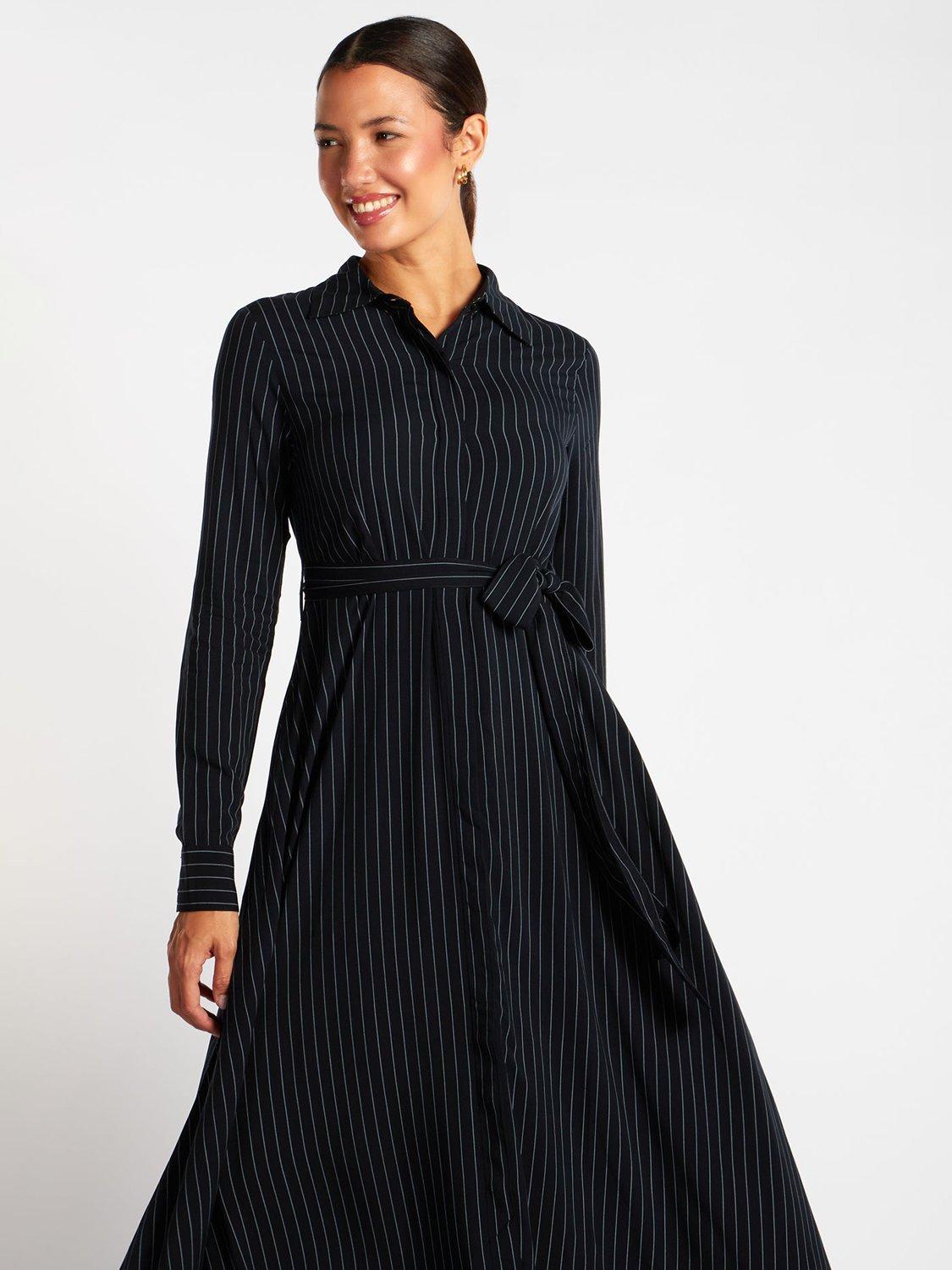 Aab Classic Pinstripe Maxi Dress Black