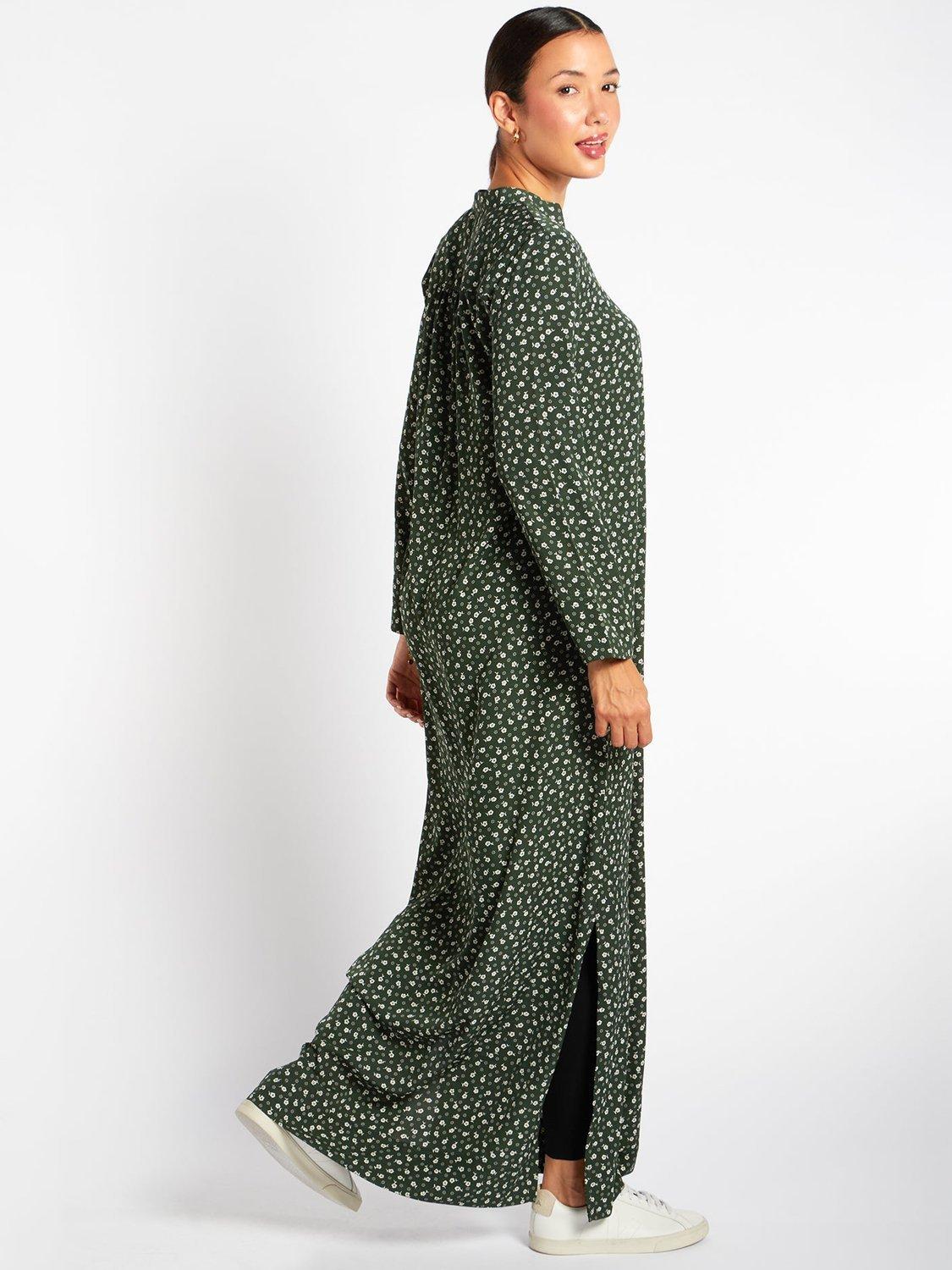 Product image 3 of 5, which shows Aab Floral Belted Maxi Dress, Green/Multi, S Reg