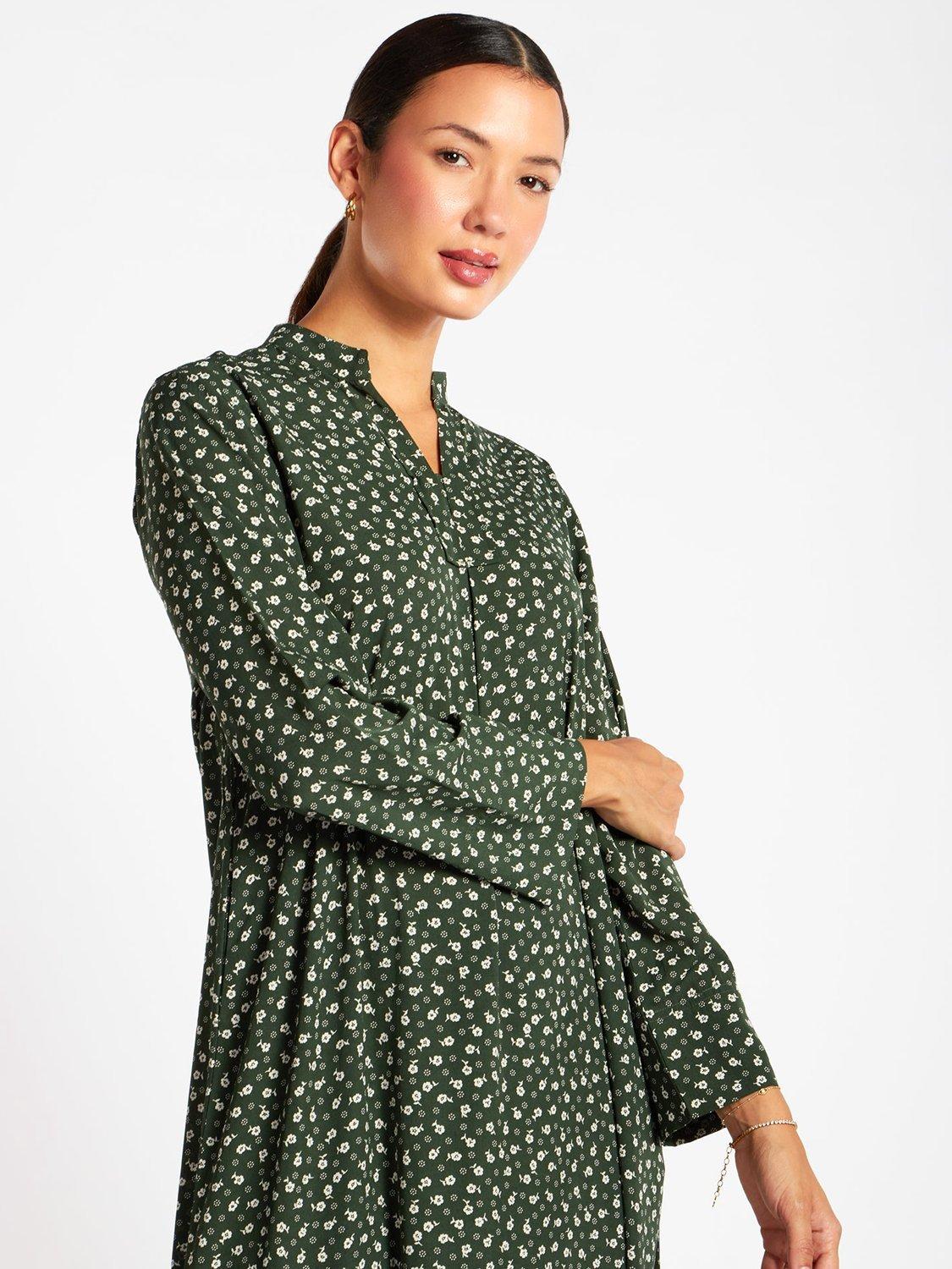 Product image 5 of 5, which shows Aab Floral Belted Maxi Dress, Green/Multi, S Reg