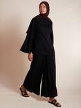 Aab Textured Flared Trousers, Black