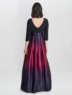 Gina Bacconi Ingrid V Neck Back Ombre Satin Maxi Dress, Black/Silver - view 2, Purple