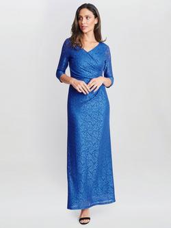 Gina Bacconi Fearne Lace Wrap Dress, Blue, Blue