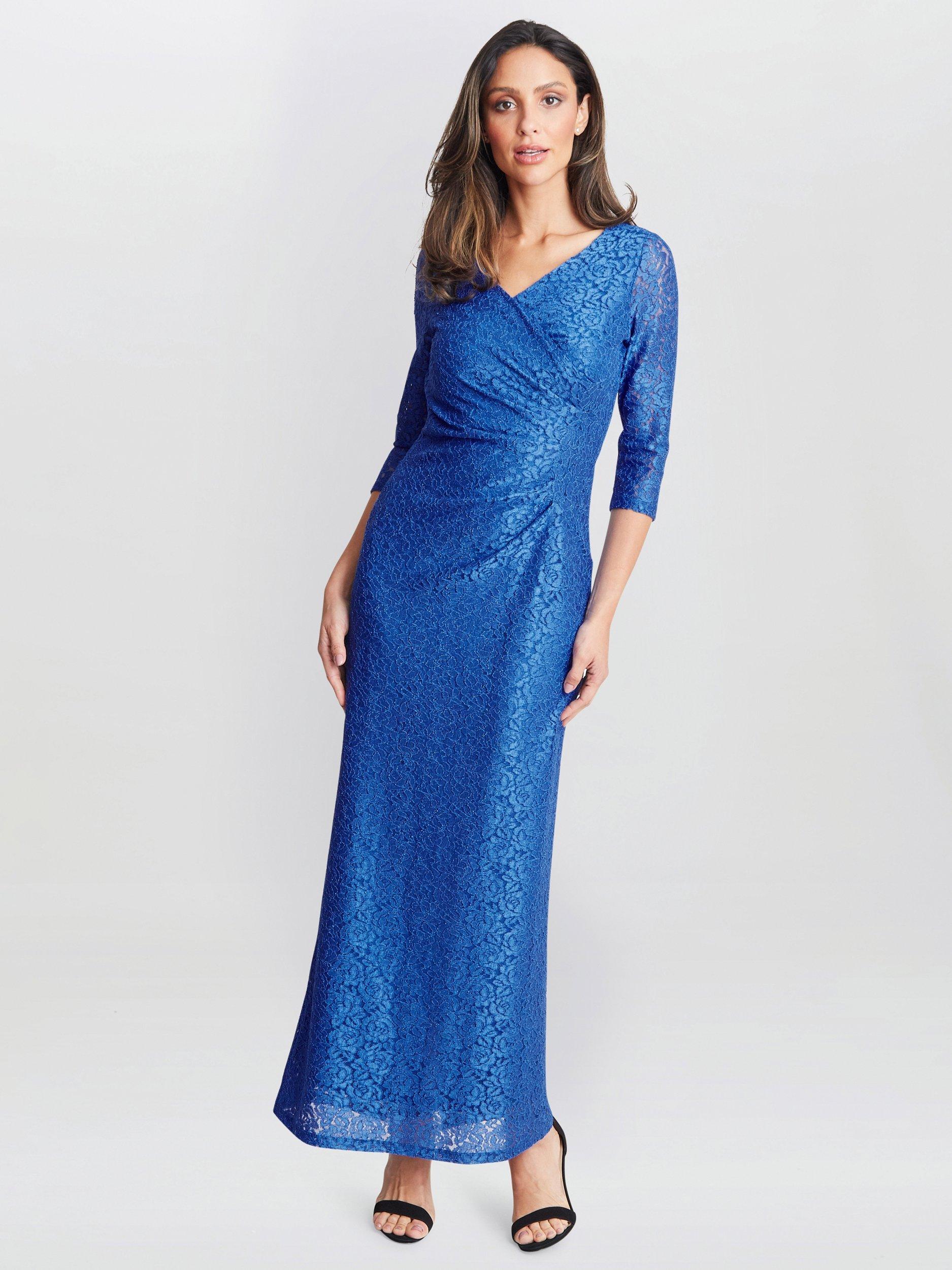 Product image 3 of 5, which shows Gina Bacconi Fearne Lace Wrap Dress, Blue, 8