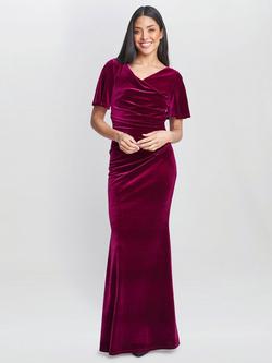 Gina Bacconi Minka Velvet Maxi Dress, Red, Red
