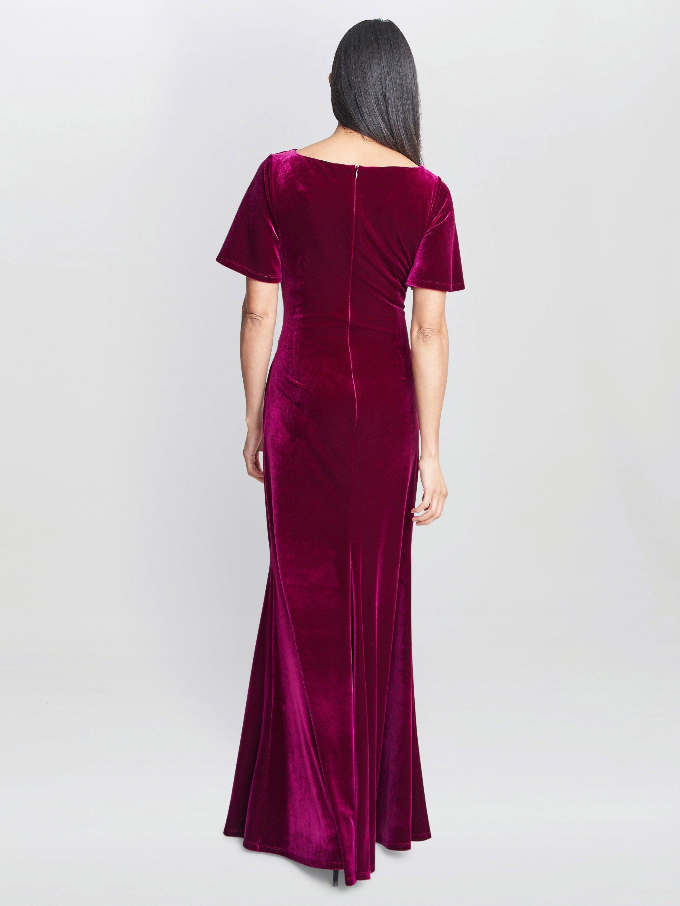 Product image 2 of 6, which shows Gina Bacconi Minka Velvet Maxi Dress, Red, 8