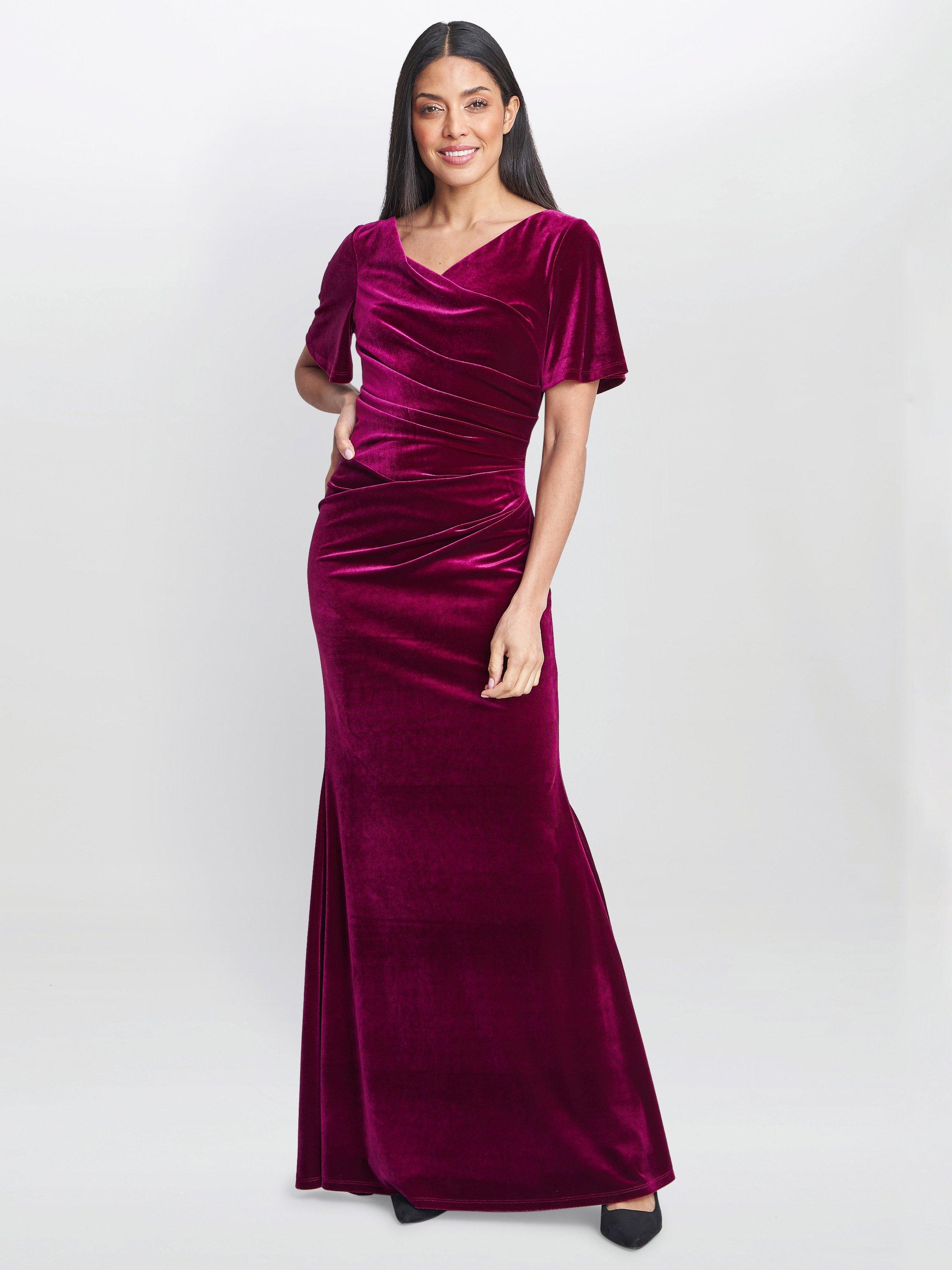 Product image 3 of 6, which shows Gina Bacconi Minka Velvet Maxi Dress, Red, 8