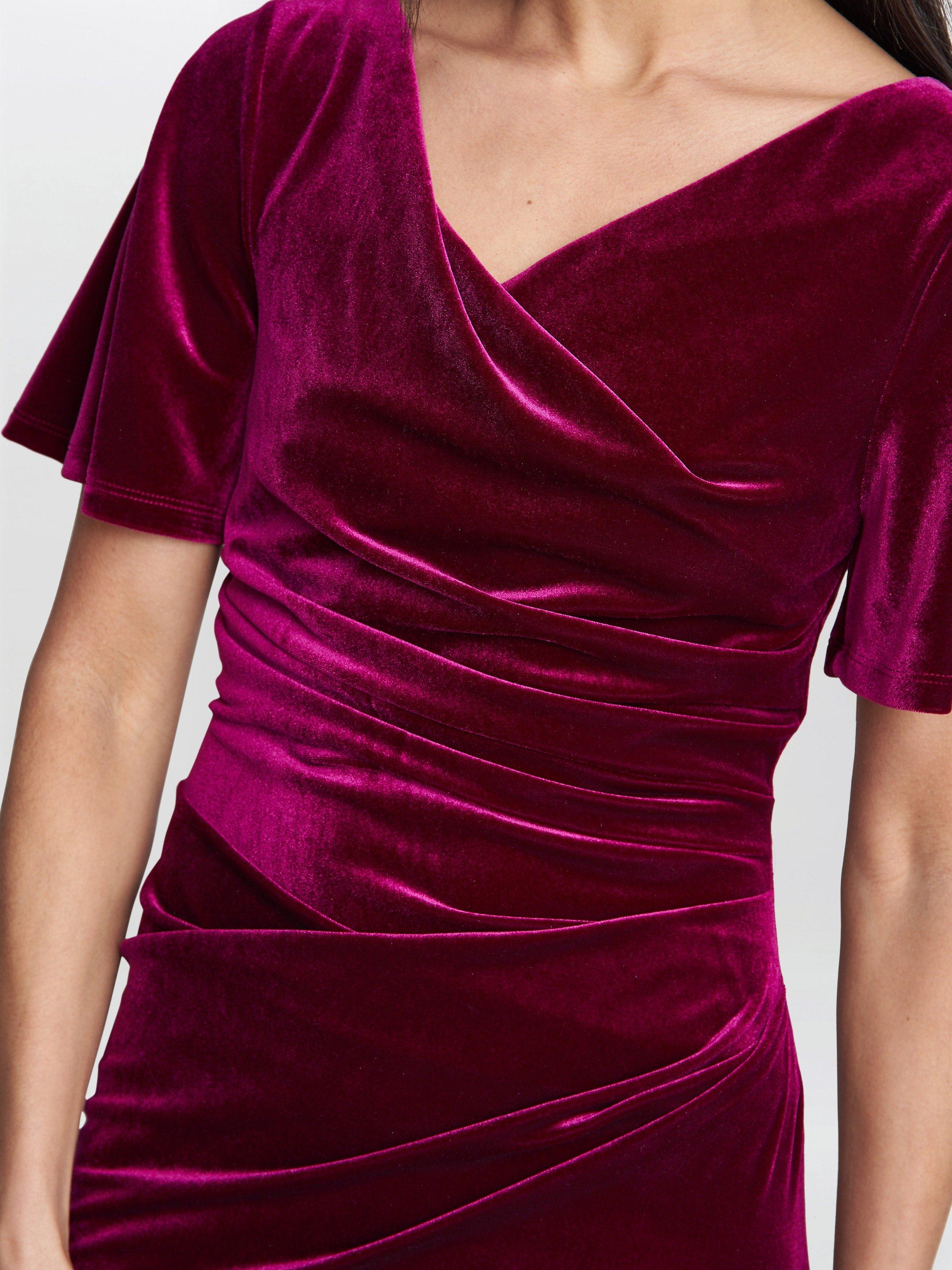 Product image 5 of 6, which shows Gina Bacconi Minka Velvet Maxi Dress, Red, 8