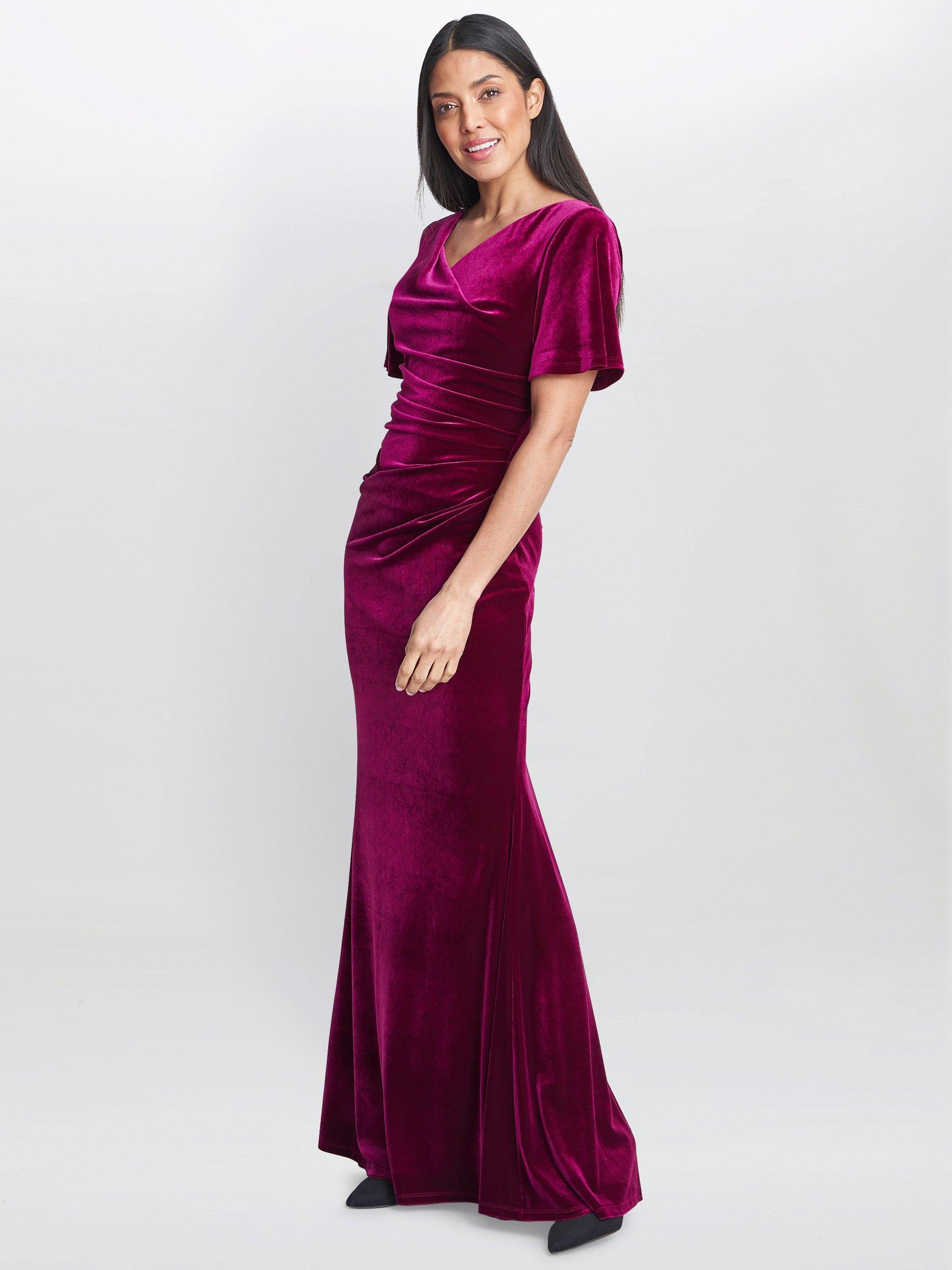 Product image 6 of 6, which shows Gina Bacconi Minka Velvet Maxi Dress, Red, 8