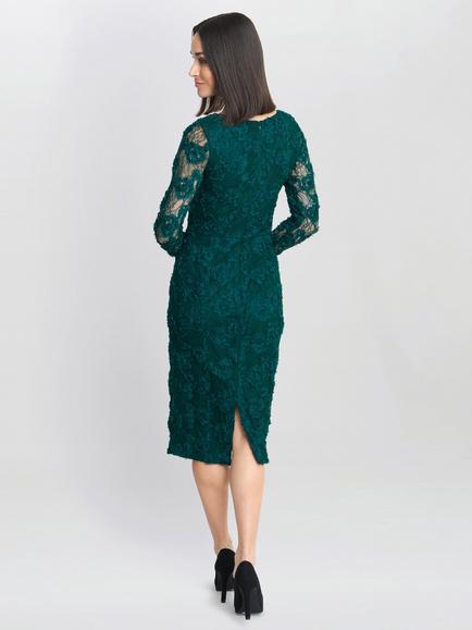 Gina Bacconi Scarlett Corded Lace Dress, Green - view 2, Green