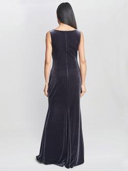 Gina Bacconi Selena Velvet Maxi Dress, Aubergine - view 2, Grey