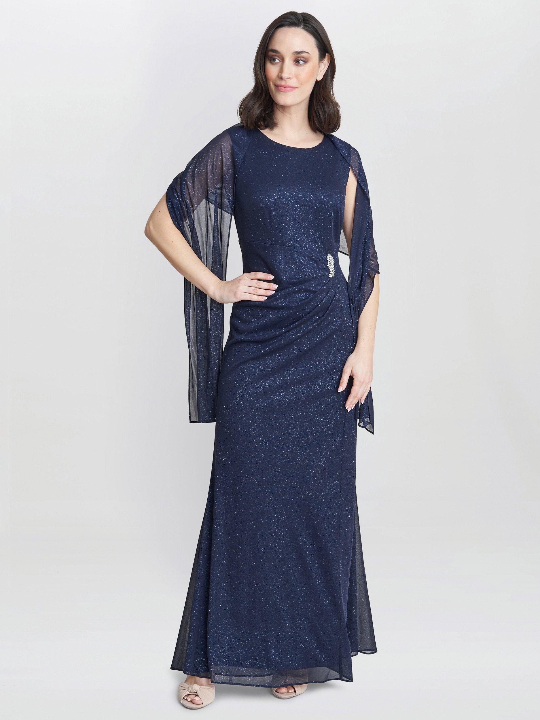 Product image 3 of 5, which shows Gina Bacconi Alicia Maxi Dress, Navy, 10