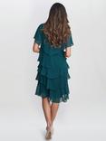 Gina Bacconi Bella Georgette Tiered Dress, Teal