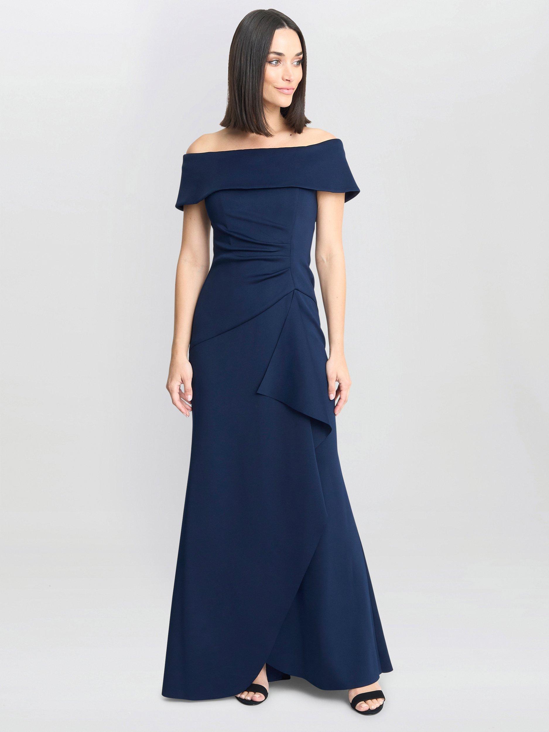 Product image 1 of 5, which shows Gina Bacconi Carla Off Shoulder Maxi Dress, Navy, 8