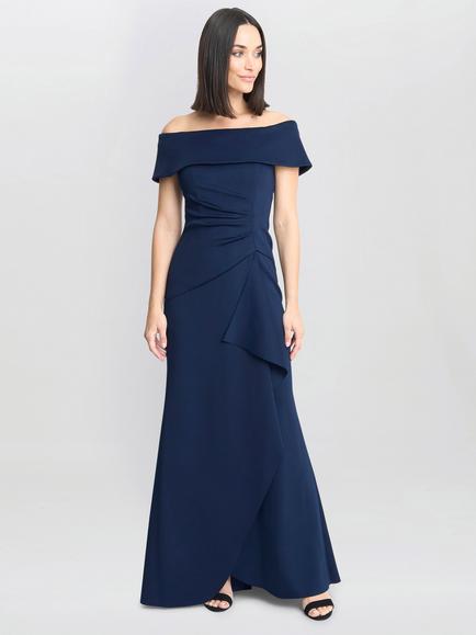 Gina Bacconi Carla Off Shoulder Maxi Dress, Navy, Navy