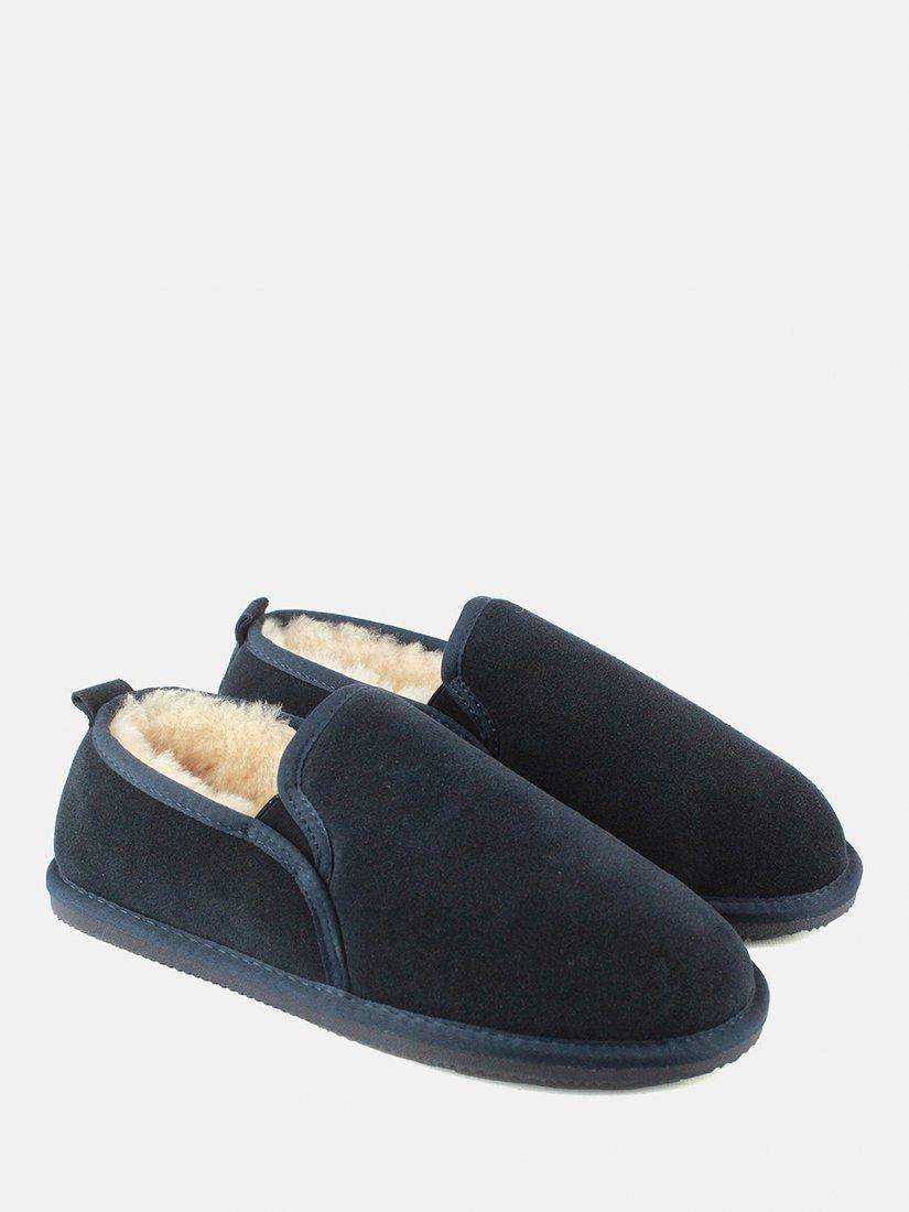 Product image 1 of 2, which shows British Boxers Sheepskin & Suede Slipper Boots, Fife Navy, 6