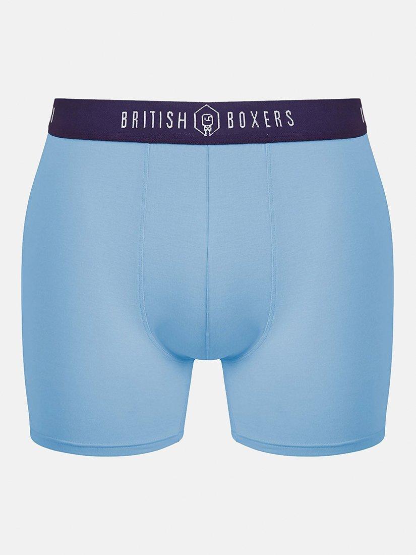 Product image 2 of 7, which shows British Boxers Cotton Trunks, Pack of 3, Blue/Multi, S
