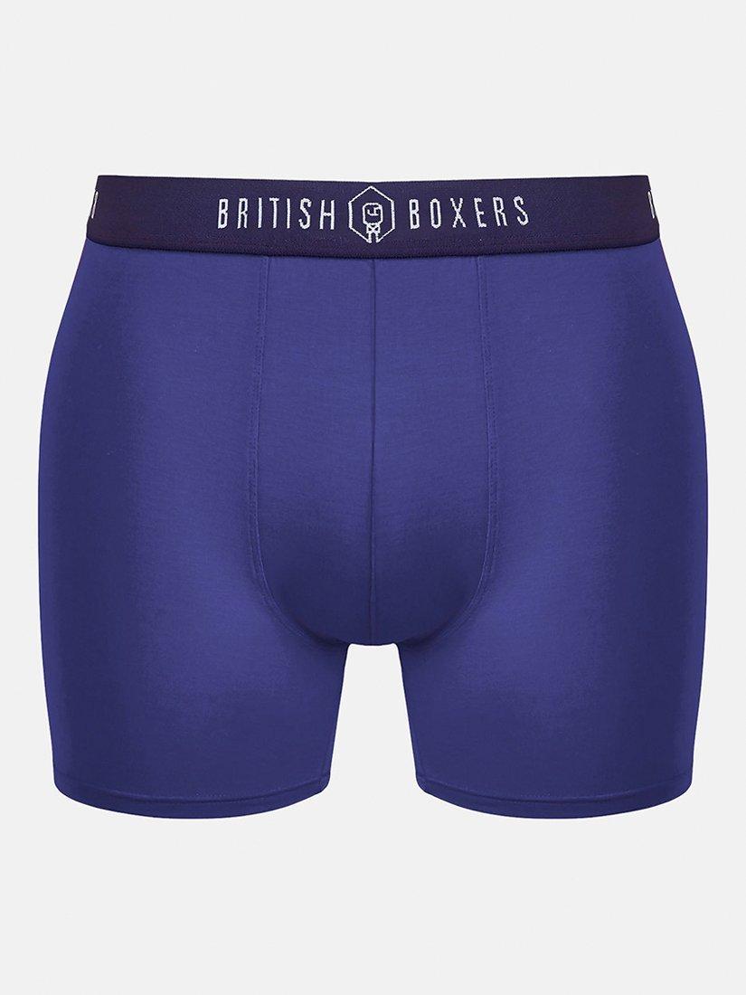 Product image 3 of 7, which shows British Boxers Cotton Trunks, Pack of 3, Blue/Multi, S