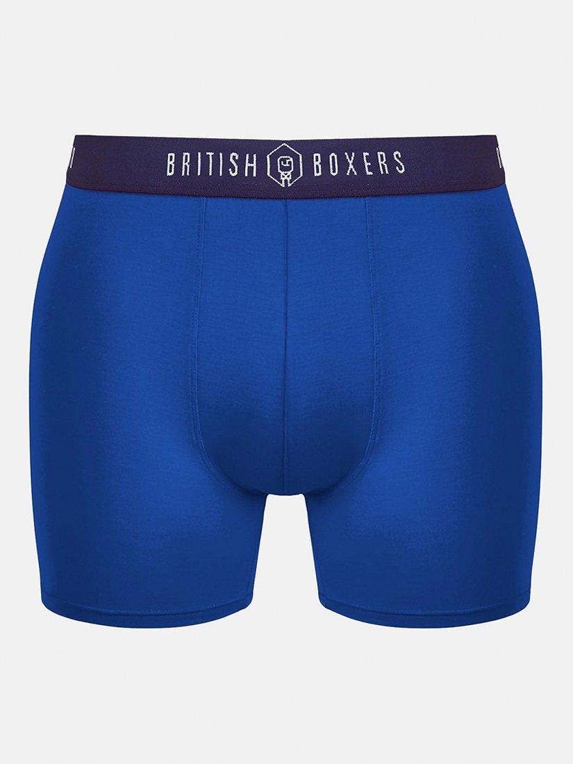 Product image 4 of 7, which shows British Boxers Cotton Trunks, Pack of 3, Blue/Multi, S