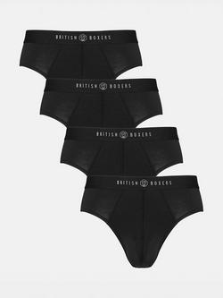 British Boxers Bamboo Briefs, Pack of 4, Black