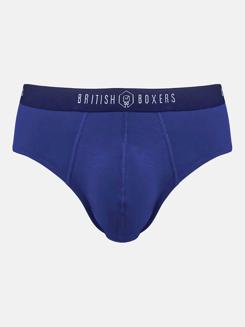 Product image 2 of 8, which shows British Boxers Bamboo Briefs, Pack of 4, Navy, XS