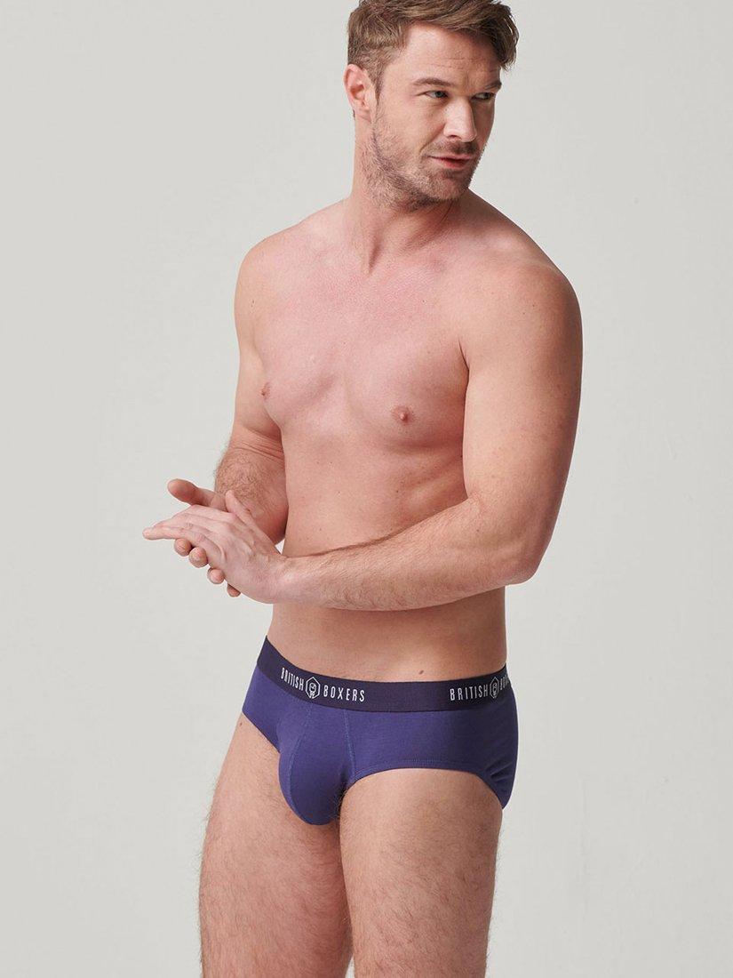 Product image 6 of 8, which shows British Boxers Bamboo Briefs, Pack of 4, Navy, XS