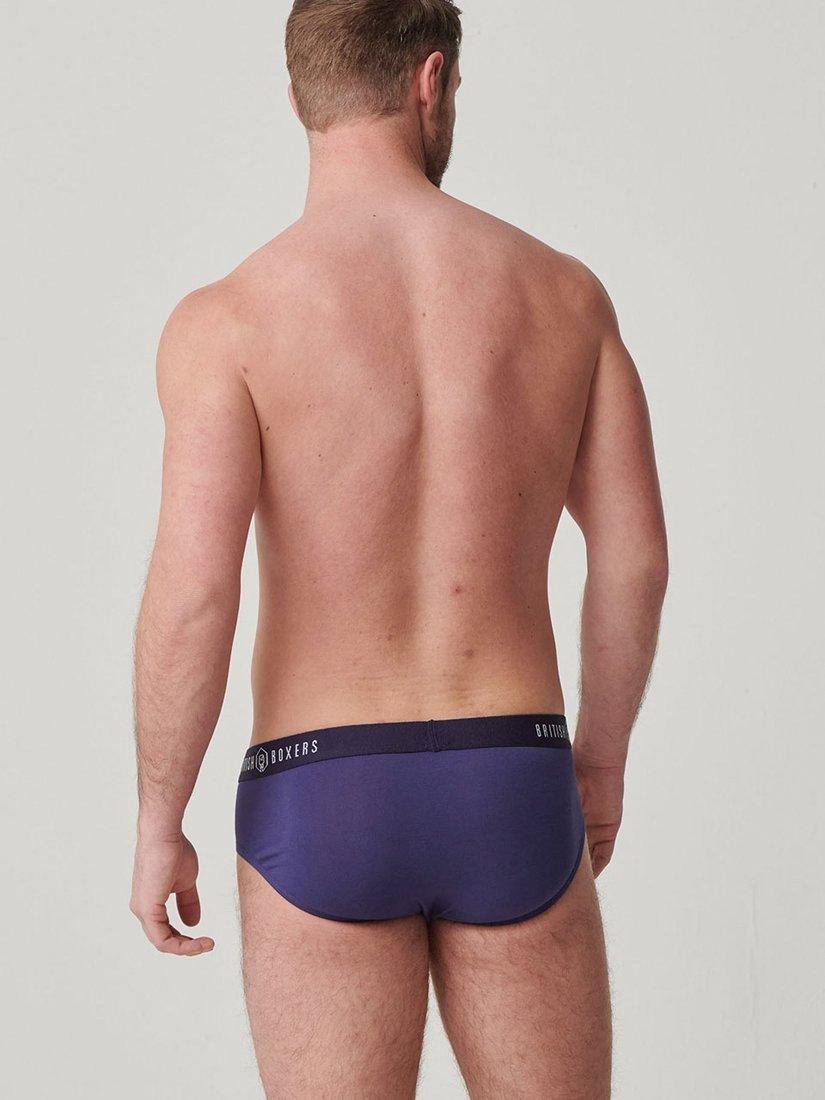 Product image 7 of 8, which shows British Boxers Bamboo Briefs, Pack of 4, Navy, XS