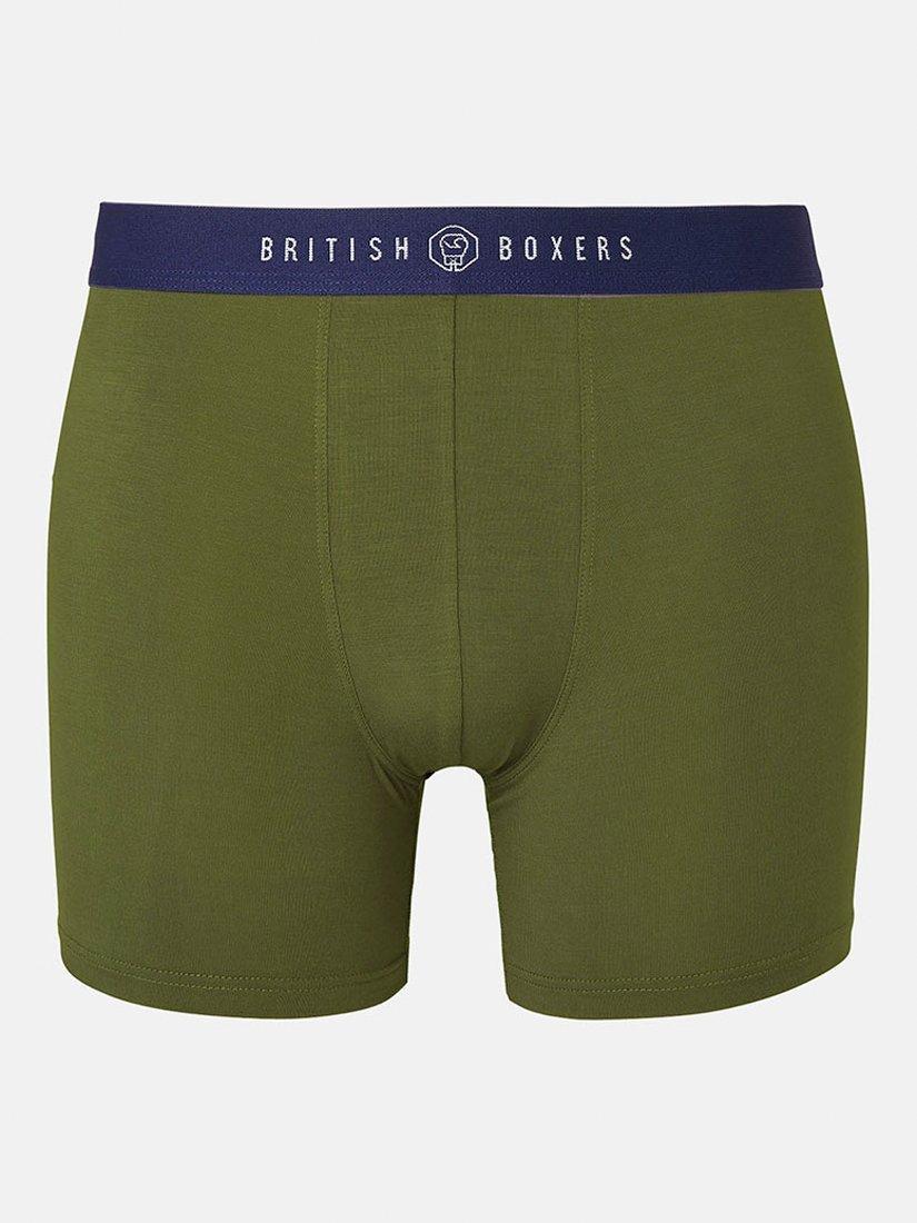 Product image 2 of 9, which shows British Boxers Bamboo Trunks, Pack of 4, Green/Multi, S