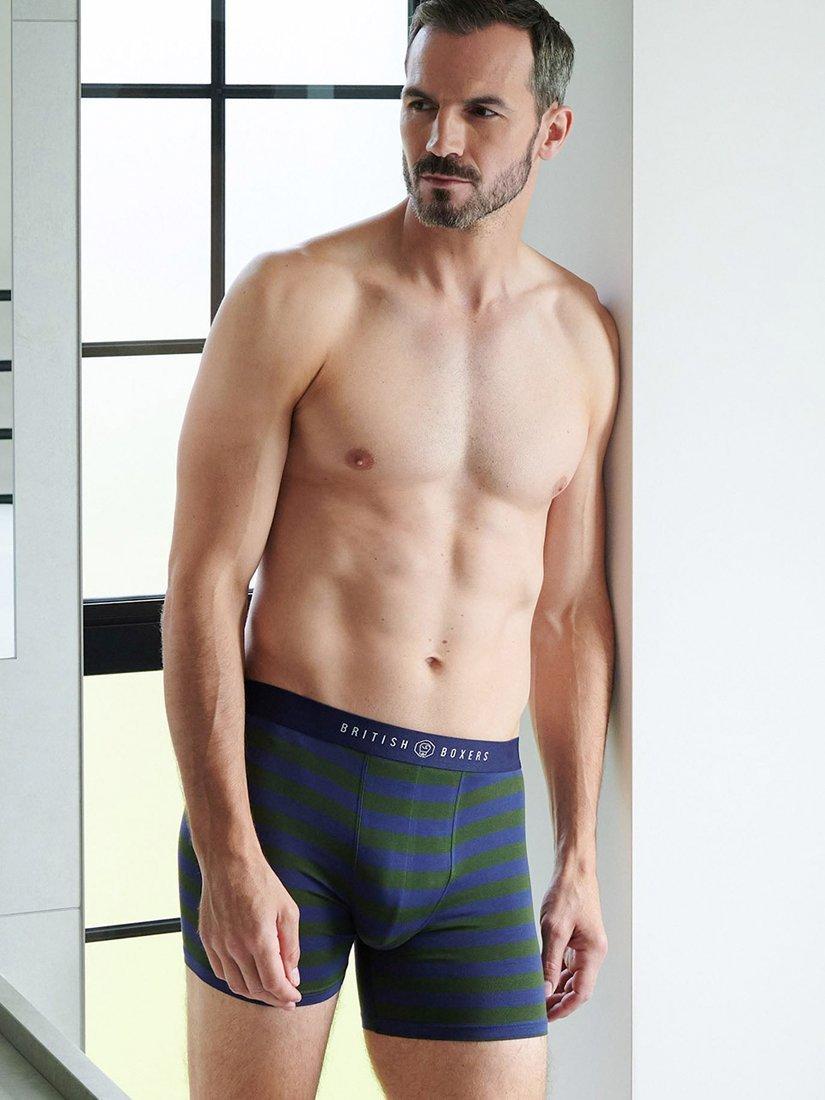 Product image 9 of 9, which shows British Boxers Bamboo Trunks, Pack of 4, Green/Multi, S