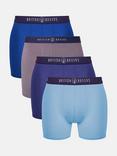 British Boxers Bamboo Trunks, Pack of 4, Blue Multi