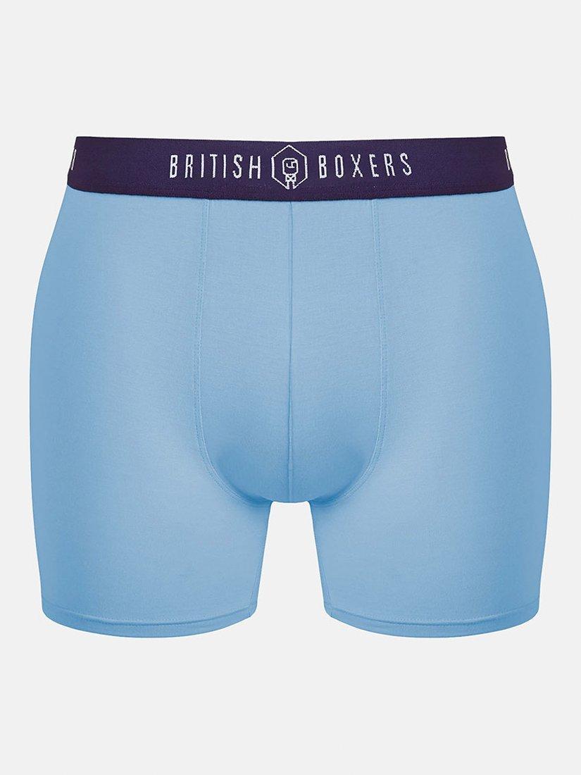 Product image 2 of 9, which shows British Boxers Bamboo Trunks, Pack of 4, Blue/Multi, S