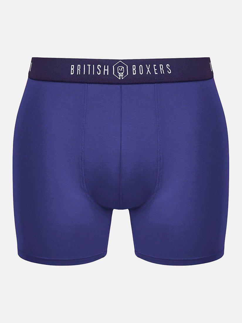 Product image 3 of 9, which shows British Boxers Bamboo Trunks, Pack of 4, Blue/Multi, S