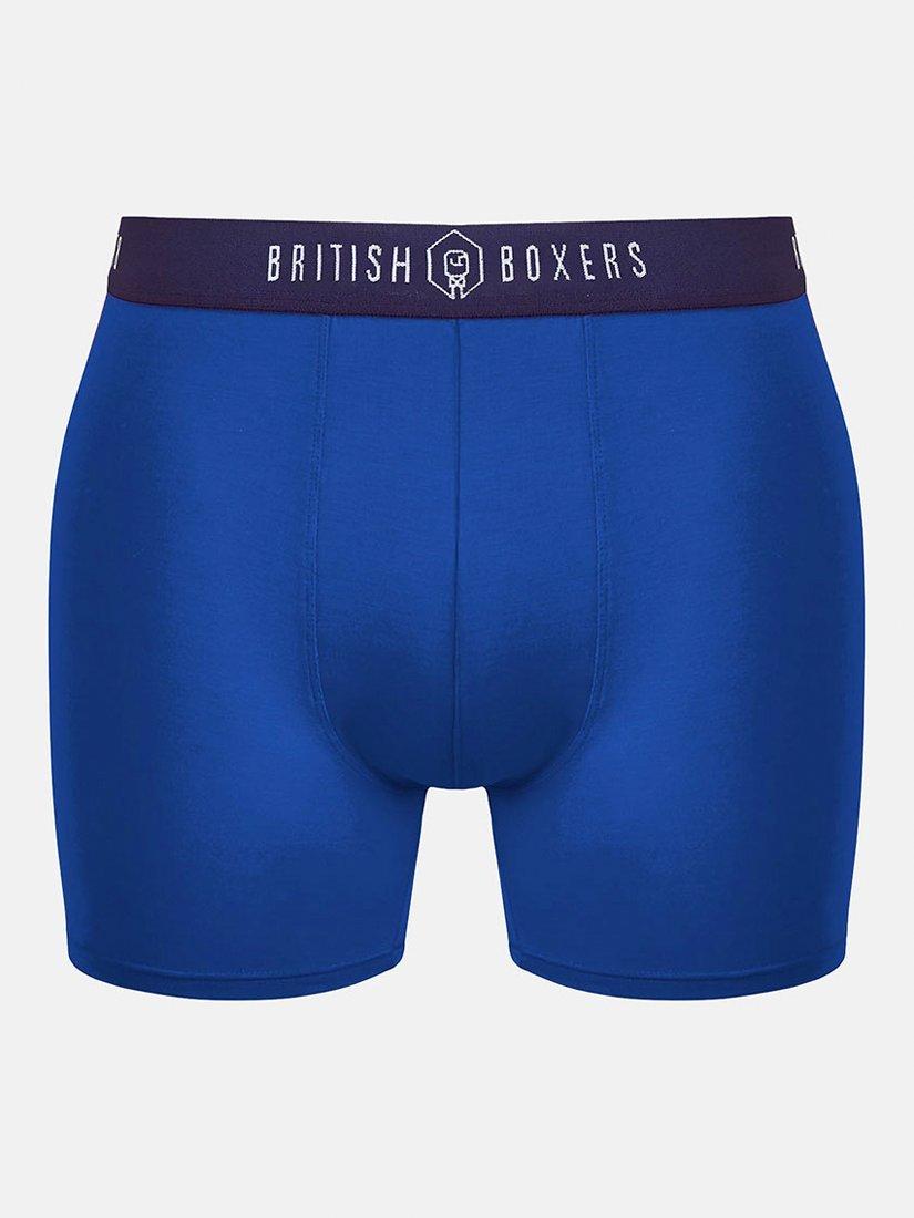 Product image 5 of 9, which shows British Boxers Bamboo Trunks, Pack of 4, Blue/Multi, S